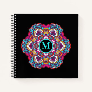 Carnet Élégant Monogramme Mandala multicolore