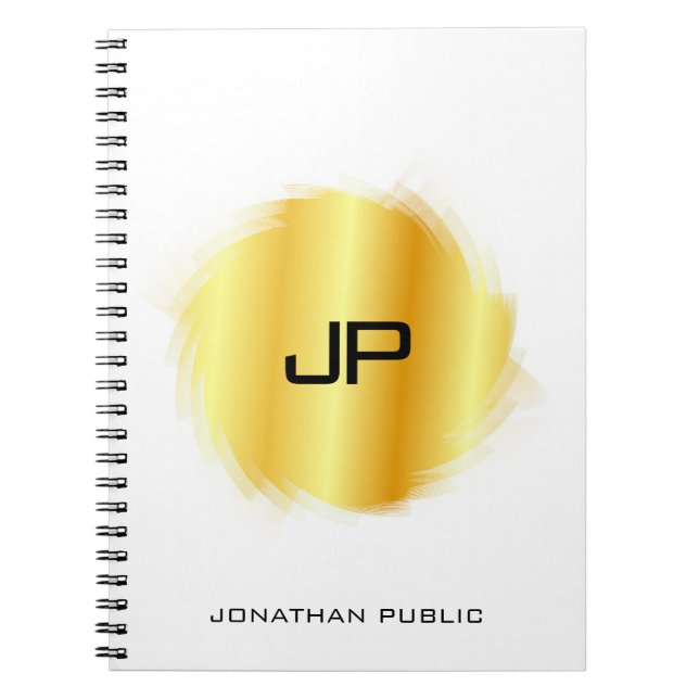 Carnet Élégant Monogramme Modèle Metallic Look Faux Gold (Devant)