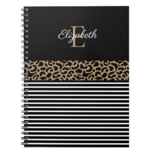 Carnet Élégant Monogramme noir Poster de animal léopar
