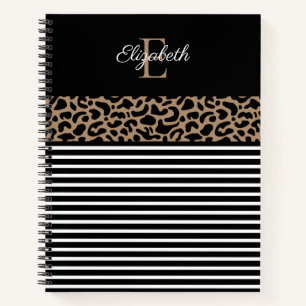 Carnet Élégant Monogramme noir Poster de animal léopar