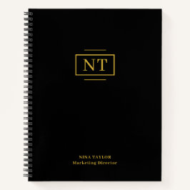 Carnet Élégant monogramme or à deux lettres noir