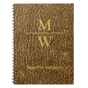 Carnet Elégant Monogramme Or Luxe Texture Or Lettrage