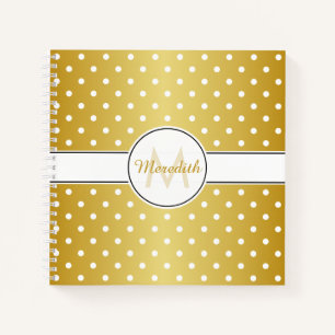 Carnet Élégant Monogramme Or Polka Motif