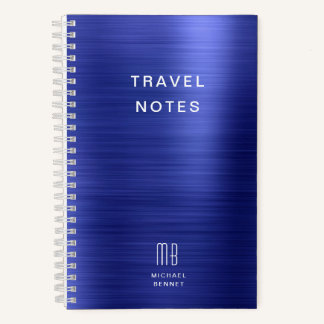 Carnet Élégant Monogramme Voyage Bleu Marine