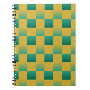 Carnet Élégant motif à damiers en vert et or