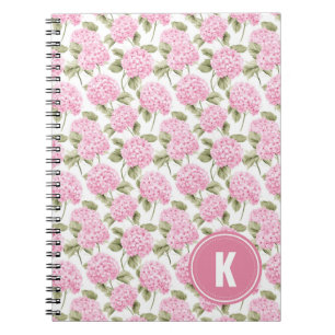 Carnet Élégant Motif de fleurs d'hydragea rose