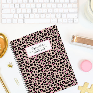 Carnet Élégant Motif de peau de léopard rose noir