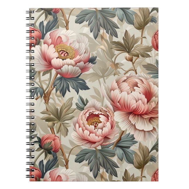 Carnet Elégant motif floral. Pâles roses (Devant)