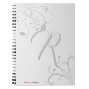 Carnet Élégant Motif floral torse Nom du monogramme