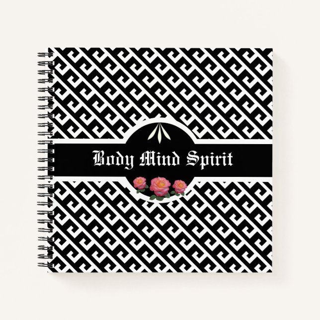 Carnet Élégant Motif géométrique noir et blanc (Devant)