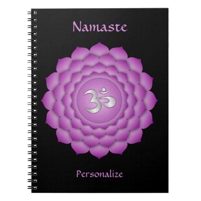 Carnet Élégant Namaste Violet Crown Chakra Personnaliser (Devant)