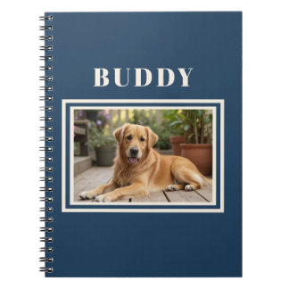 Carnet Elegant Navy Blue Dog Pet Photo 