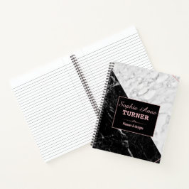 Carnet Élégant Noir Blanc Marbre Rose Or Planner
