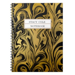 Carnet Élégant Noir et Or Nom de peinture personnalisée