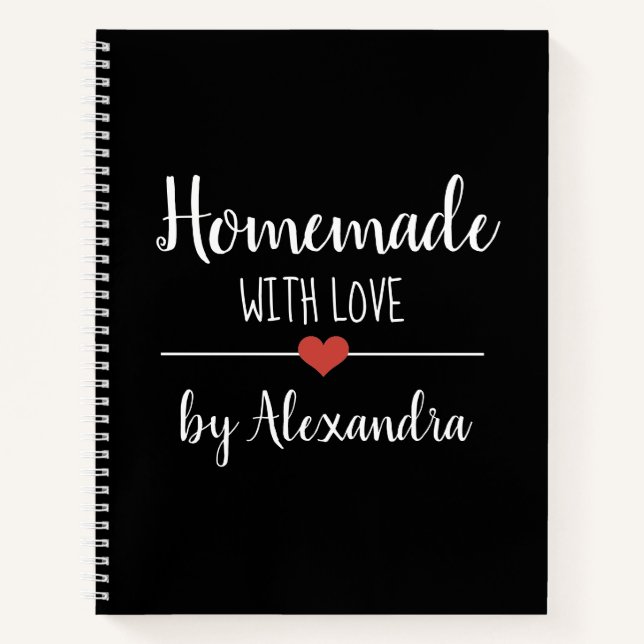 Carnet Elégant noir fait maison avec recette d'amour Note (Devant)