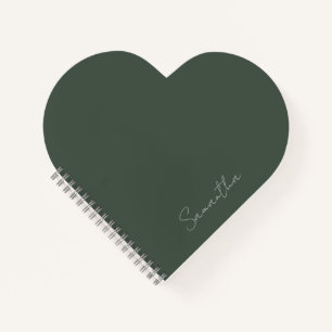 Carnet Élégant Nom Personnalisé Vert Foncé