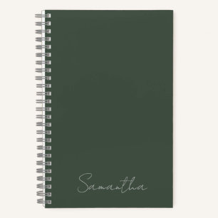 Carnet Élégant Nom Personnalisé Vert Foncé