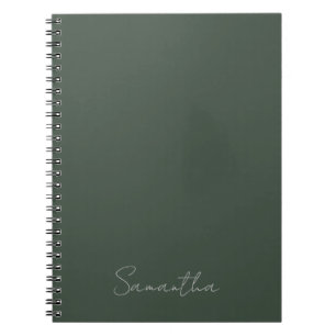 Carnet Élégant Nom Personnalisé Vert Foncé