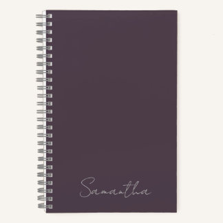 Carnet Élégant Nom Personnalisé Violet Taupe
