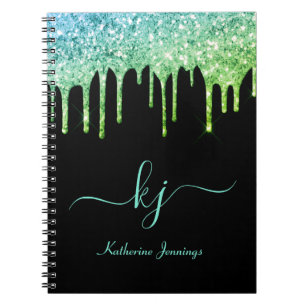 Carnet Élégant Ombre Turquoise Parties scintillant Drives