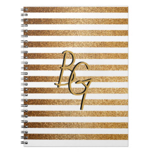 Carnet Élégant Parties scintillant d'or blanc bande Monog