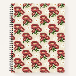 Carnet élégant Pavot de Bourgogne et Motif Floral de Marg