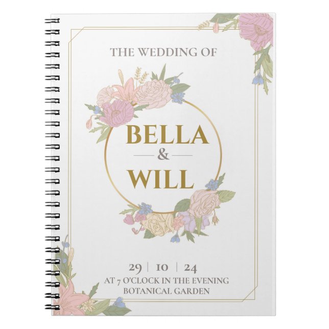 Carnet Elegant Peony Lily Mariage Rose (Devant)