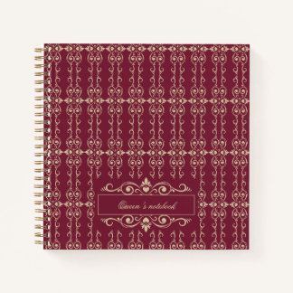 Carnet Elegant Personalized Burgundy & Gold Floral Swirl