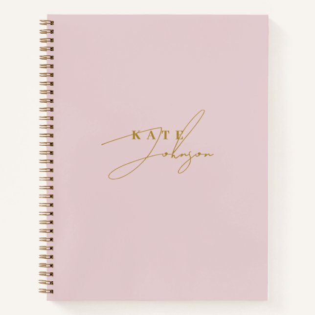 Carnet Élégant Pink Gold Signature Script Monogramme (Devant)