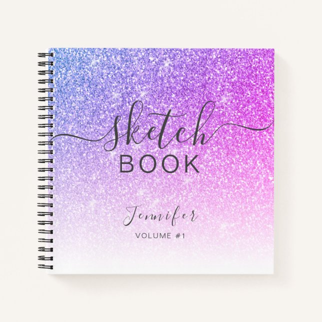 Carnet Élégant Pink Purple Parties scintillant Sketchbook (Devant)