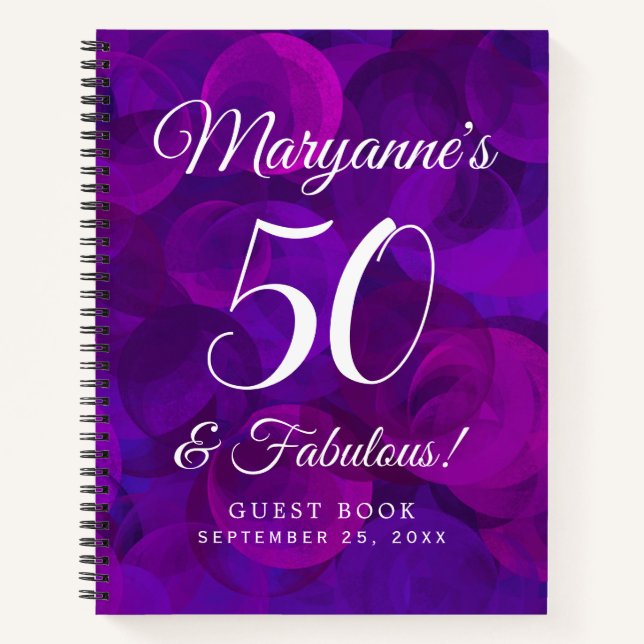 Carnet Elégant Purple 50 & Fabuleux fête d'anniversaire (Devant)