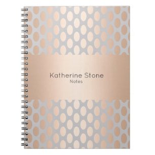 Carnet Elégant Rose de poussins or Pois Motif Grey