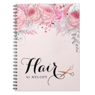 Carnet Elégant rose en cuivre ciseaux en or coiffeuse