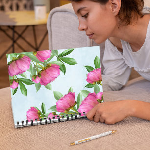 Carnet Élégant rose Simple Floral Fleurs de pivoines bota