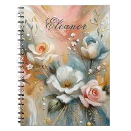 Carnet Elegant Roses in pale hues Personalized