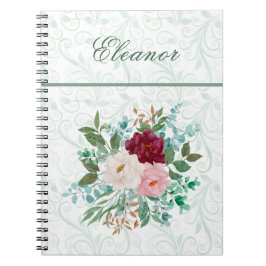 Carnet Elegant Roses & Mint Personalized