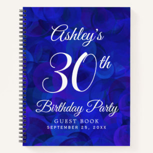 Carnet Elégant Royal Blue 30th Birthday Party Guestbook