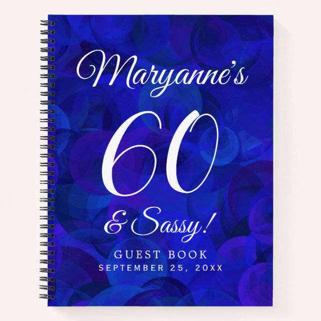 Carnet Elégant Royal Blue 60 & Sassy Birthday Party (Devant)