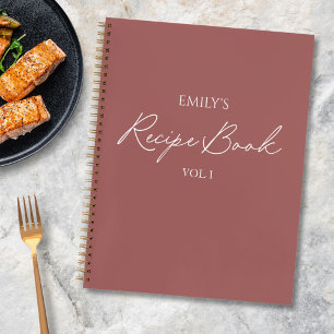 Carnet Élégant script moderne Mauve Red Simple Recette