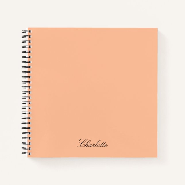 Carnet Élégant script Monogramme Peach personnalisé (Devant)