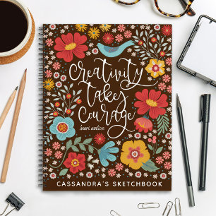 Carnet Elégant Sketchbook Floral Artist Avec Nom