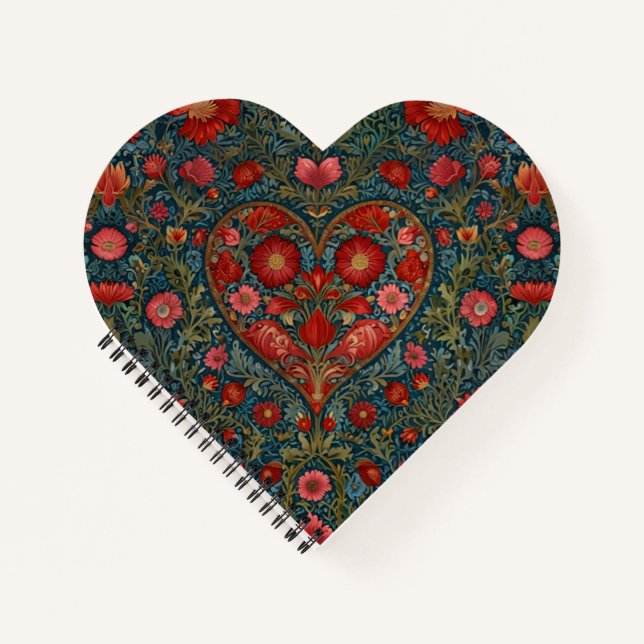 Carnet Élégant style de coeur victorien Valentines Day (Devant)