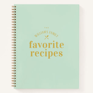 Carnet Elégant Stylish tendance Sage Green Blank Recette