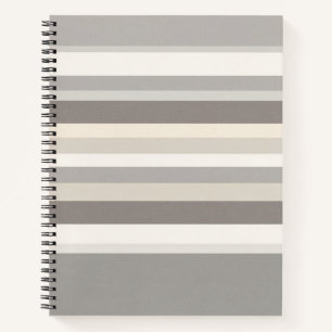 Carnet Élégant taupe crème et gris rayé de style ferme