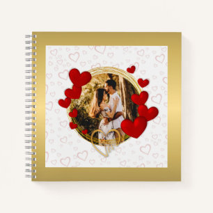 Carnet Élégant Valentines, Amour, Anniversaire Coeur Roug