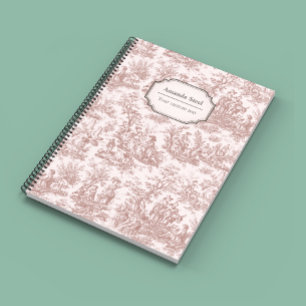 Carnet Elégant vintage brun clair toile de jouy petit