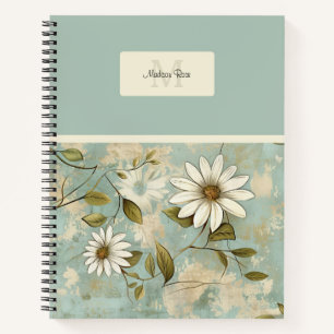 Carnet Élégant Vintage de marguerite Motif Monogramme