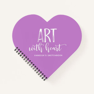 Carnet Elégant violet coeur monogramme Artiste Sketchbook