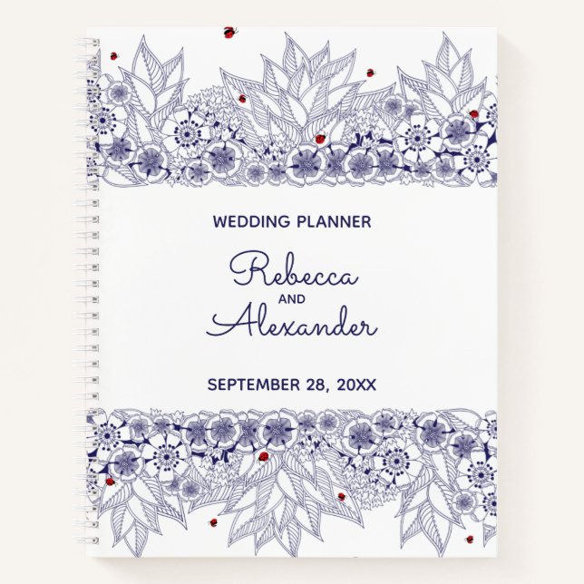 Carnet Elégant Wedding planner bleu blanc (Devant)