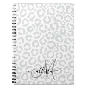 Carnet Elegant White Gray Leopard Cheetah Animal Print